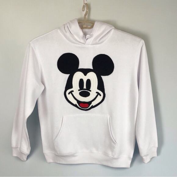 Disney Tops - Disney NWT Mickey Mouse White Hoodie Long Sleeve Fleece Lined Graphic